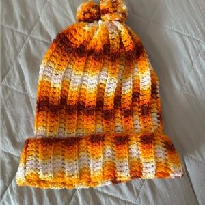 Cozy Vintage Knitted Hat - Orange and Brown